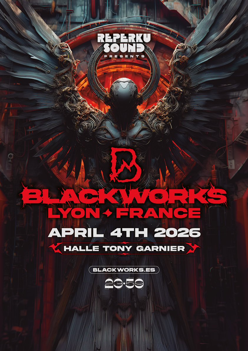 Affiche teasing Reperkusound invite Blackworks & 23h59 à la Halle Tony Garnier le 4 avril 2026
